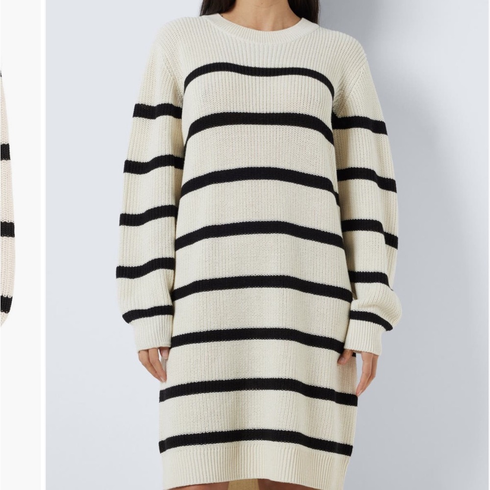 Striped Black and White Knit Sweater Dress
